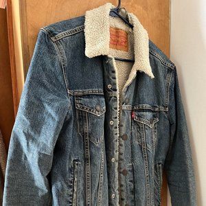 Levi's sherpa blue denim trucker jacket
